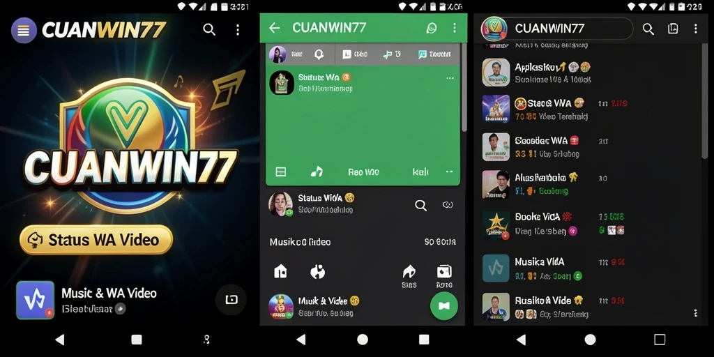 Tampilan antarmuka CUANWIN77 yang sederhana dan efektif untuk Status WA Video.
