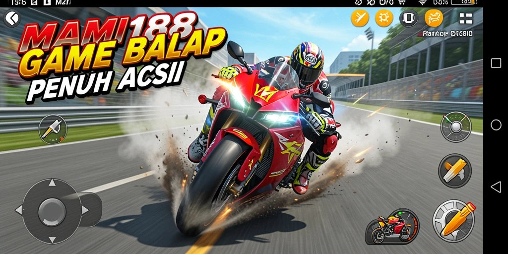 Tampilan antarmuka seru dalam MAMI188 saat balapan.