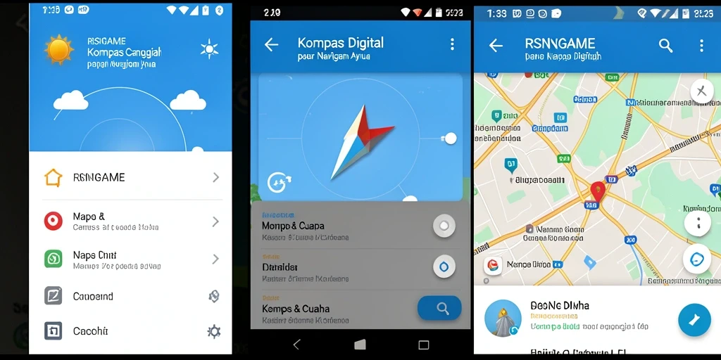 Antarmuka kompas digital RSNGAME yang informatif dan mudah digunakan.