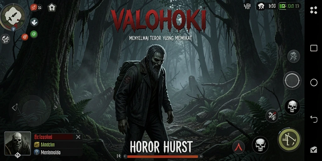 Tampilan antarmuka game Horor Hutan yang mencekam